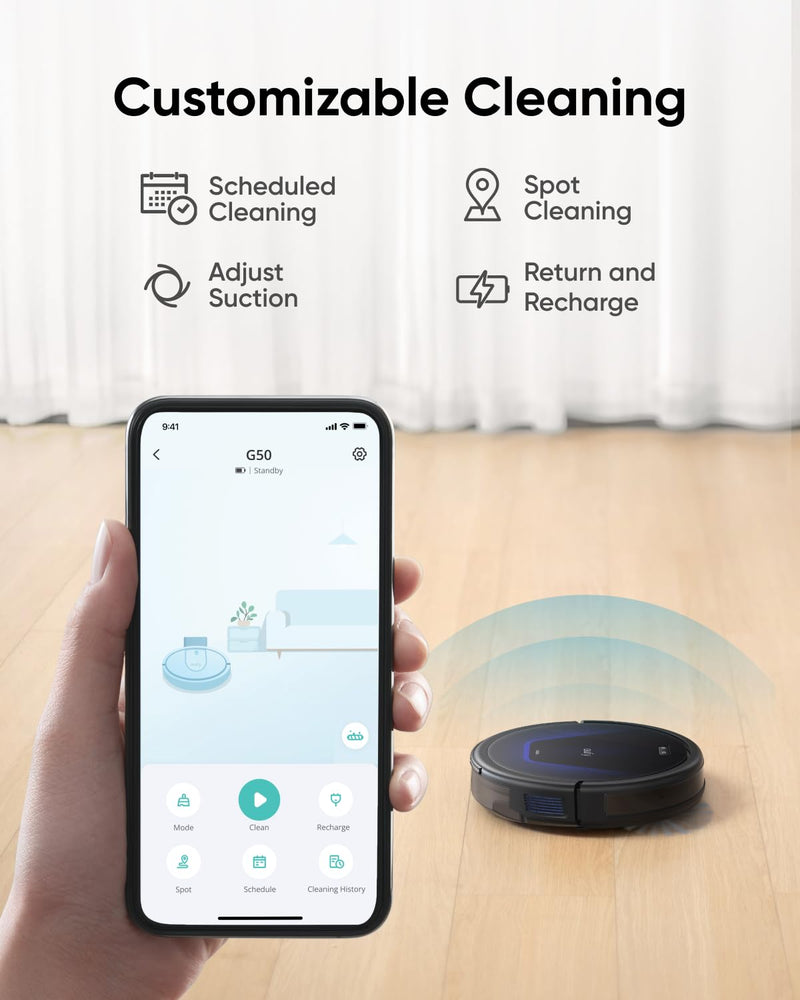 Eufy G50 Robot Vacuum – 4000Pa Suction, Pro-Detangle, Alexa Compatible, Ideal for Pet Hair & Carpets