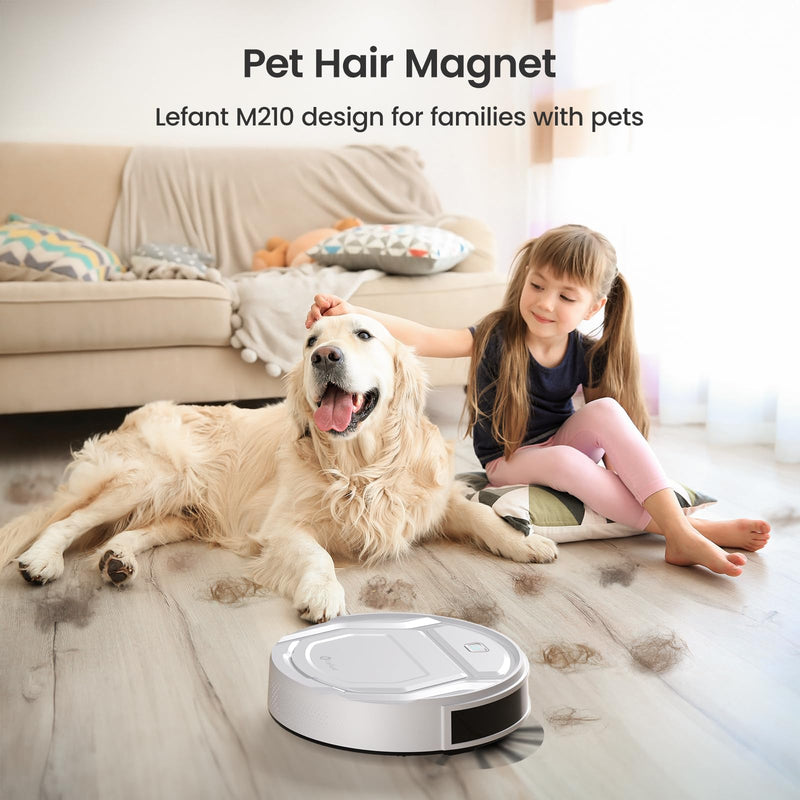 Lefant M210 Robot Vacuum Cleaner, 2200Pa Suction, Thin Design, Wi-Fi/App Control, Ideal for Pet Hair & Carpets