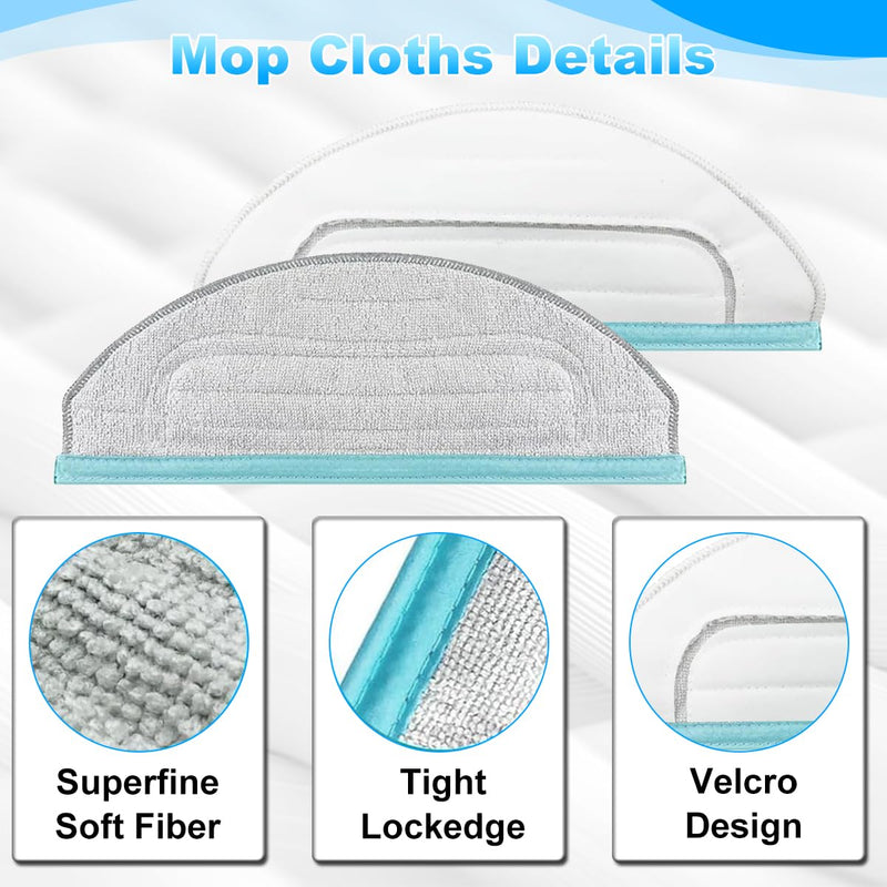 EATBALE Mop Pads Replacement Parts Accessories for Yeedi CC/Cube Robot Vacuum Cleaner, Microfiber Soft Mop Cloths Washable & Reusable Wipes Kits, with Cleaning Brush & Laundry Bag (8 Pcs)