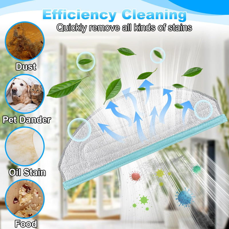 EATBALE Mop Pads Replacement Parts Accessories for Yeedi CC/Cube Robot Vacuum Cleaner, Microfiber Soft Mop Cloths Washable & Reusable Wipes Kits, with Cleaning Brush & Laundry Bag (8 Pcs)